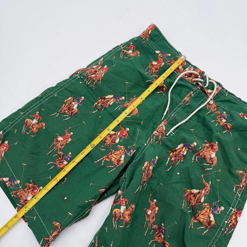 Polo Ralph Lauren Youth Size Large Swimming Trunks Horse Graphic Green